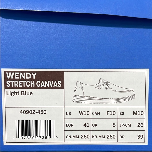 HEY DUDE Wendy Stretch Canvas Light Blue Size 10 - Picture 3 of 7